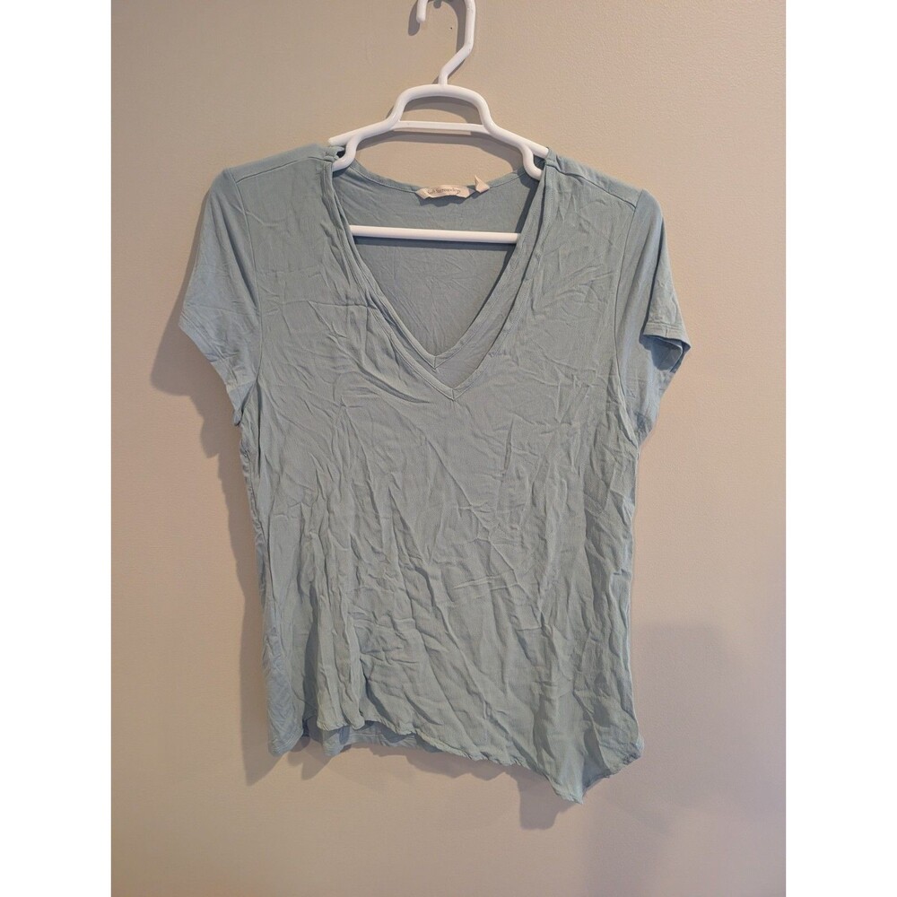 Soft Surroundings XL Women's Short Sleeve Blouse Layered Green Minimalist